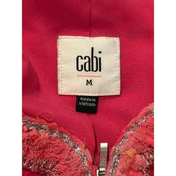 CAbi Tweed Ballroom Blazer Jacket 6466 Women's Medium Pink Full Zip Barbiecore - Picture 9 of 11